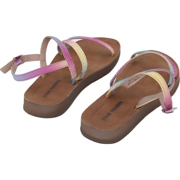Steve Madden Girls Sparkle Strappy Sandals Rhinestones Rainbow Size 1 - Picture 3 of 6